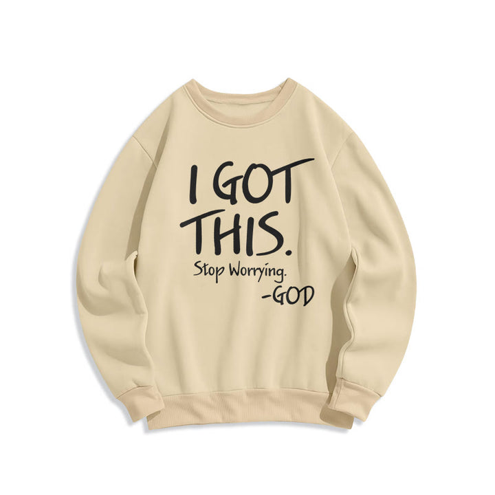 Christianartworkshop I GOT THIS – GOD Inspirierendes Glaubens-Sweatshirt aus Polyester mit Fleecefutter - Beige - 2XL - image 0