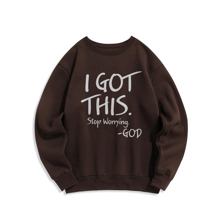 Christianartworkshop I GOT THIS – GOD Inspirierendes Glaubens-Sweatshirt aus Polyester mit Fleecefutter - Braun - 2XL - image 2