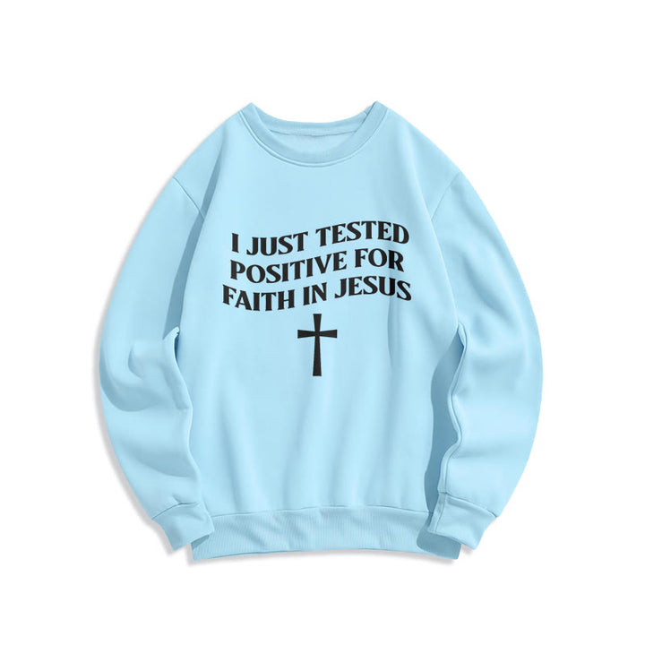 Christianartworkshop Ich habe gerade positiv auf den Glauben an Jesus getestet Kreuz Fleecegefüttertes Polyester-Sweatshirt - Blau - 2XL - image 6