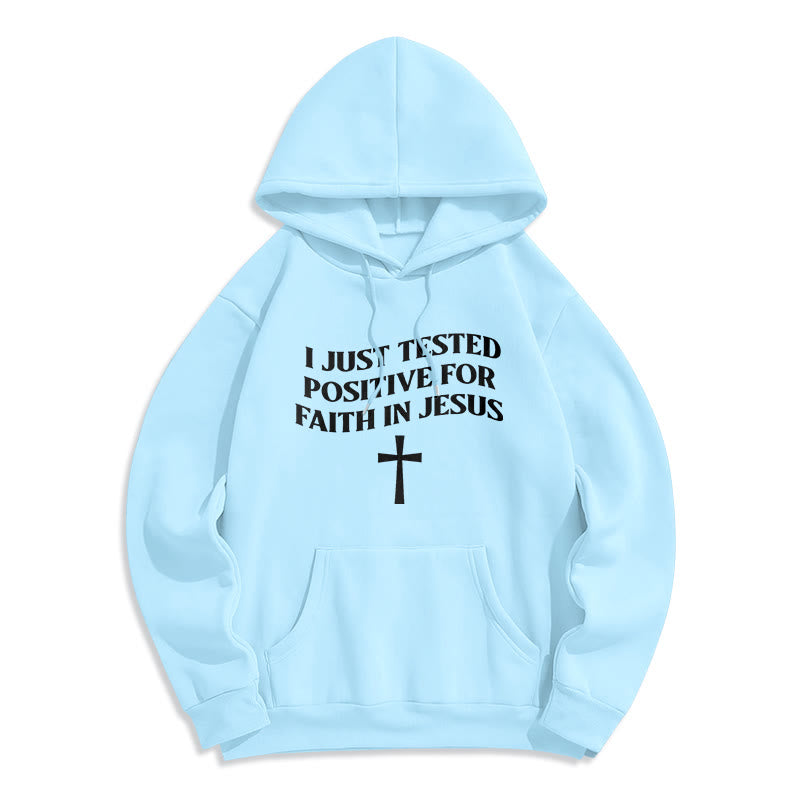 Christianartworkshop Ich habe gerade positiv auf Glauben an Jesus getestet, Kreuz, mit Fleece gefütterter Polyester-Kapuzenpullover - Blau - 2XL - image 8