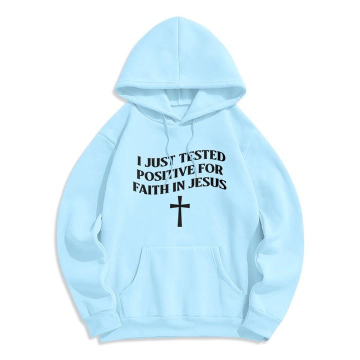 Christianartworkshop Ich habe gerade positiv auf Glauben an Jesus getestet, Kreuz, mit Fleece gefütterter Polyester-Kapuzenpullover - Blau - 2XL - image 8