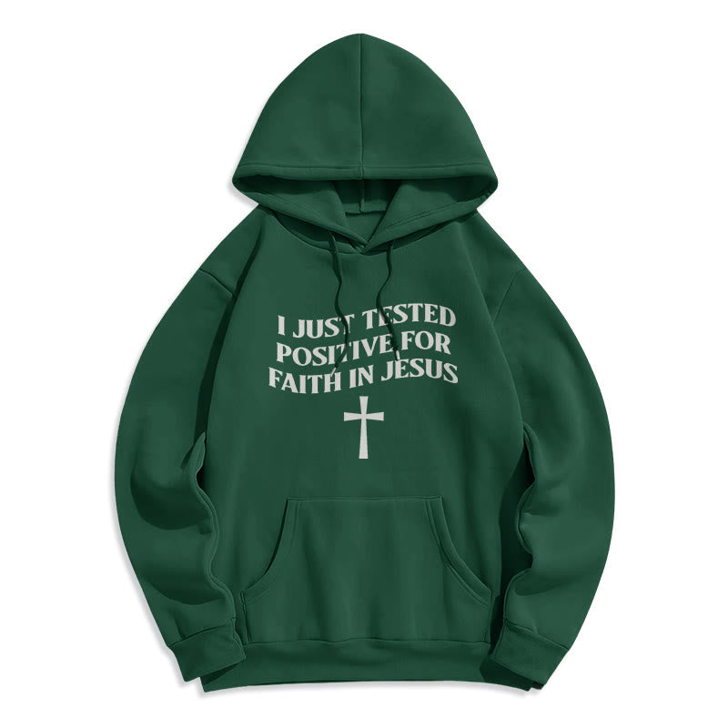 Christianartworkshop Ich habe gerade positiv auf den Glauben an Jesus getestet Kreuz Fleecegefütterter Polyester-Hoodie - Grün - 2XL - image 0