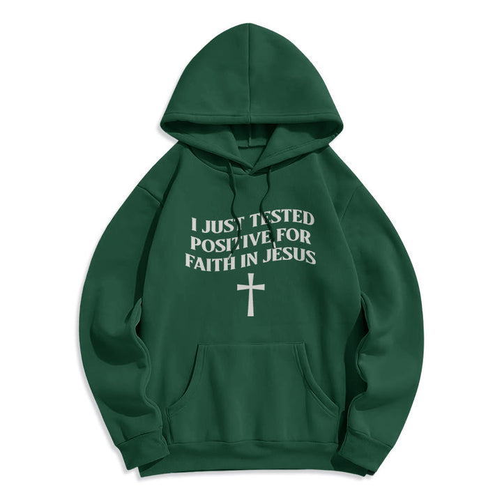 Christianartworkshop Ich habe gerade positiv auf den Glauben an Jesus getestet Kreuz Fleecegefütterter Polyester-Hoodie - Grün - 2XL - image 0