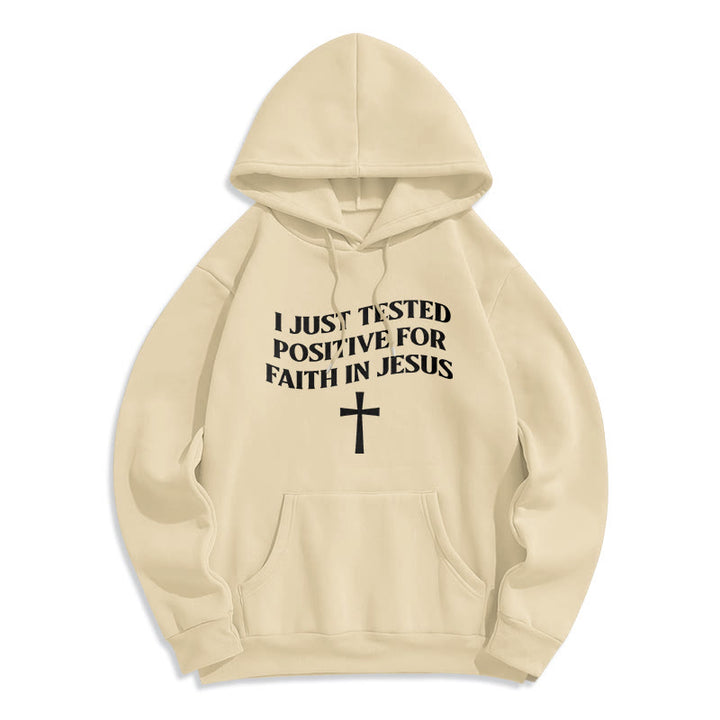 Christianartworkshop Ich habe gerade positiv auf Glauben an Jesus getestet, Kreuz, mit Fleece gefütterter Polyester-Kapuzenpullover - Beige - 2XL - image 7