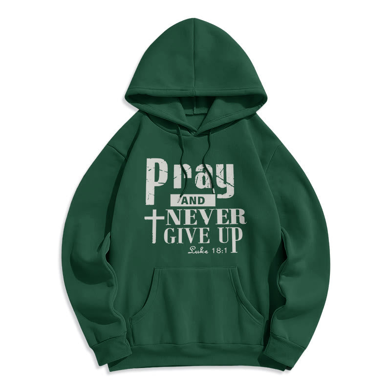 Christianartworkshop Kreuz & Schriftzeichen Beten und niemals aufgeben Fleecegefütterter Polyester-Hoodie - Grün - 2XL - image 7