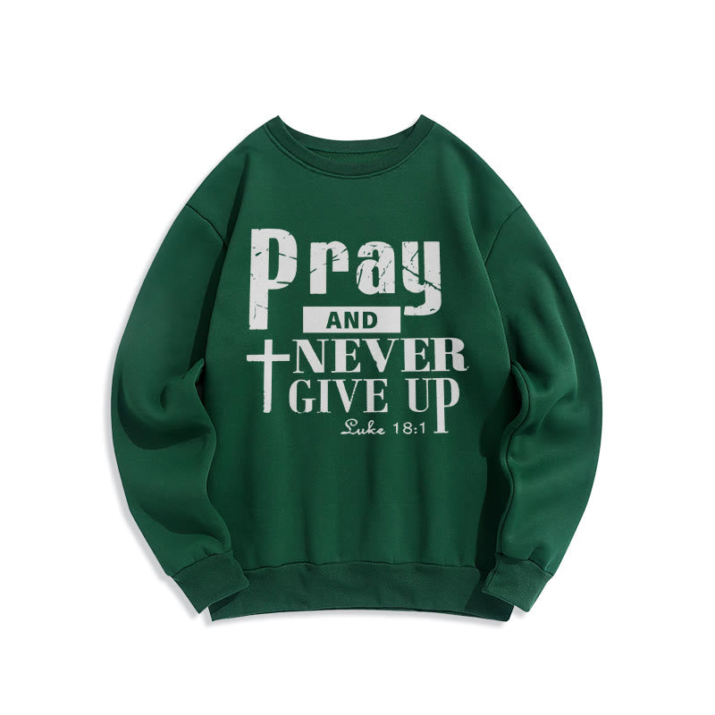 Christianartworkshop Kreuz & Schrift Bete und gib niemals auf Fleece-gefüttertes Polyester-Sweatshirt - Grün - 2XL - image 6