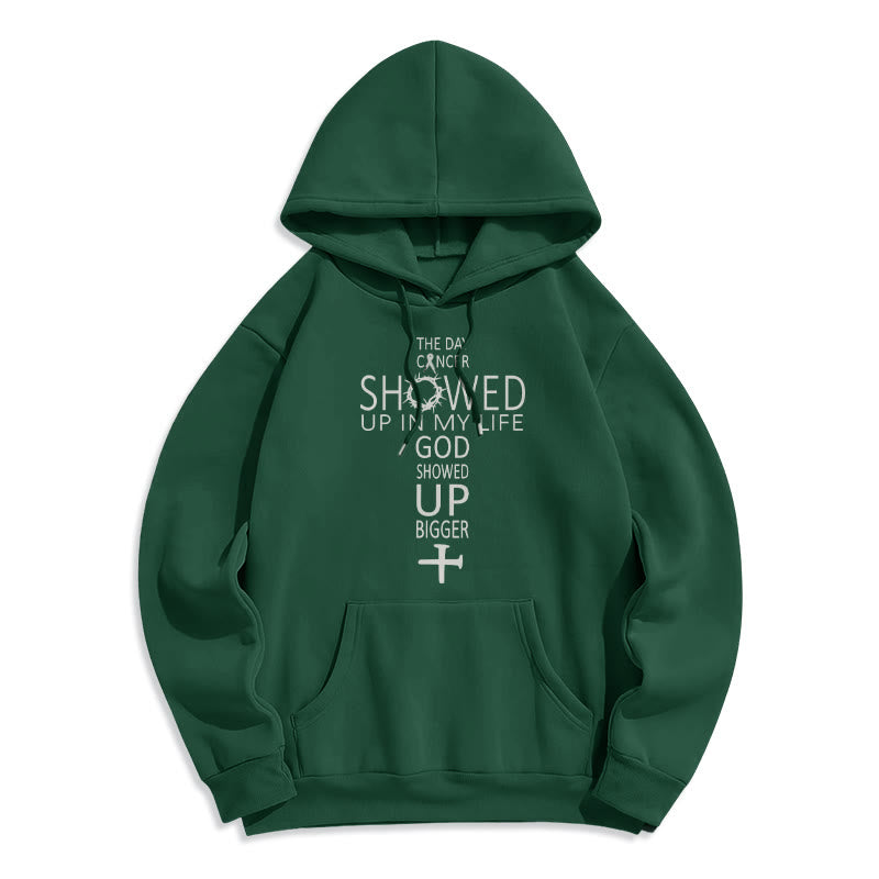 Christianartworkshop Faith – Driven God Showed Up Bigger Cancer Story Fleece-gefütterter Polyester-Kapuzenpullover - Grün - 2XL - image 8