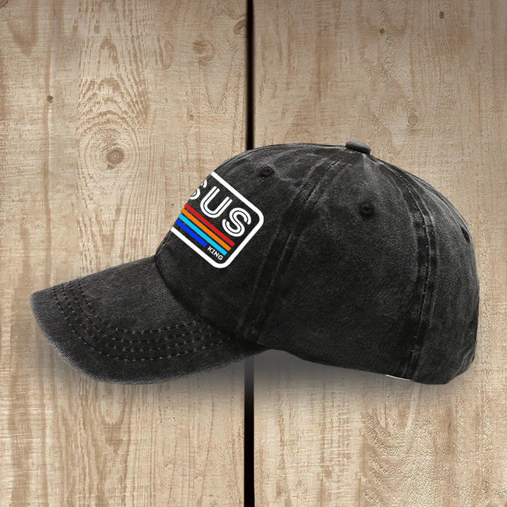 Christianartworkshop Urban Faith JESUS ​​Grafik mit Regenbogen Unisex Distressed Washed Cotton Hut - image 4