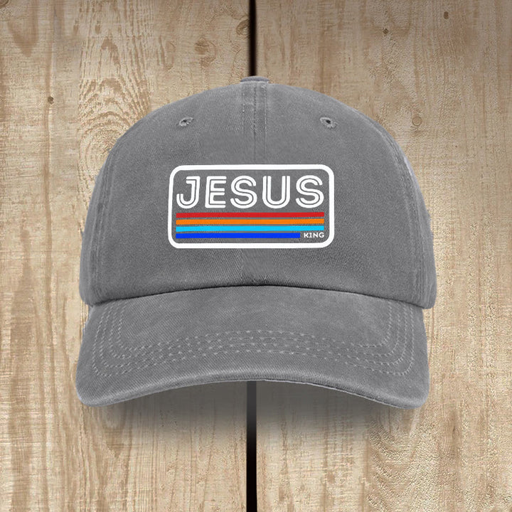 Christianartworkshop Urban Faith JESUS-Grafik mit Regenbogen, Unisex-Mütze aus gewaschener Baumwolle im Used-Look - Grau - image 9
