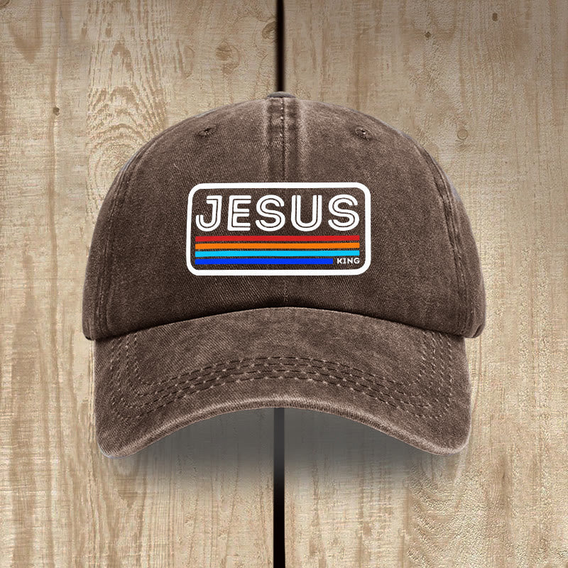 Christianartworkshop Urban Faith JESUS-Grafik mit Regenbogen, Unisex-Mütze aus gewaschener Baumwolle im Used-Look - Kaffee - image 12