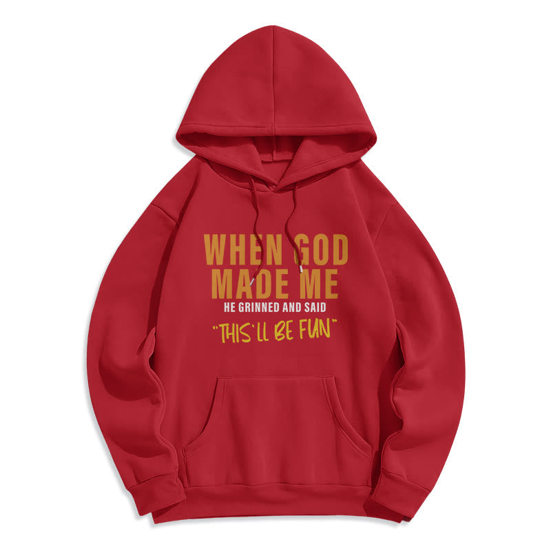Christianartworkshop Fun – Gefüllter Kapuzenpullover aus Polyester mit Fleecefutter „God's Creation of Me“ - Rot - 2XL - image 6