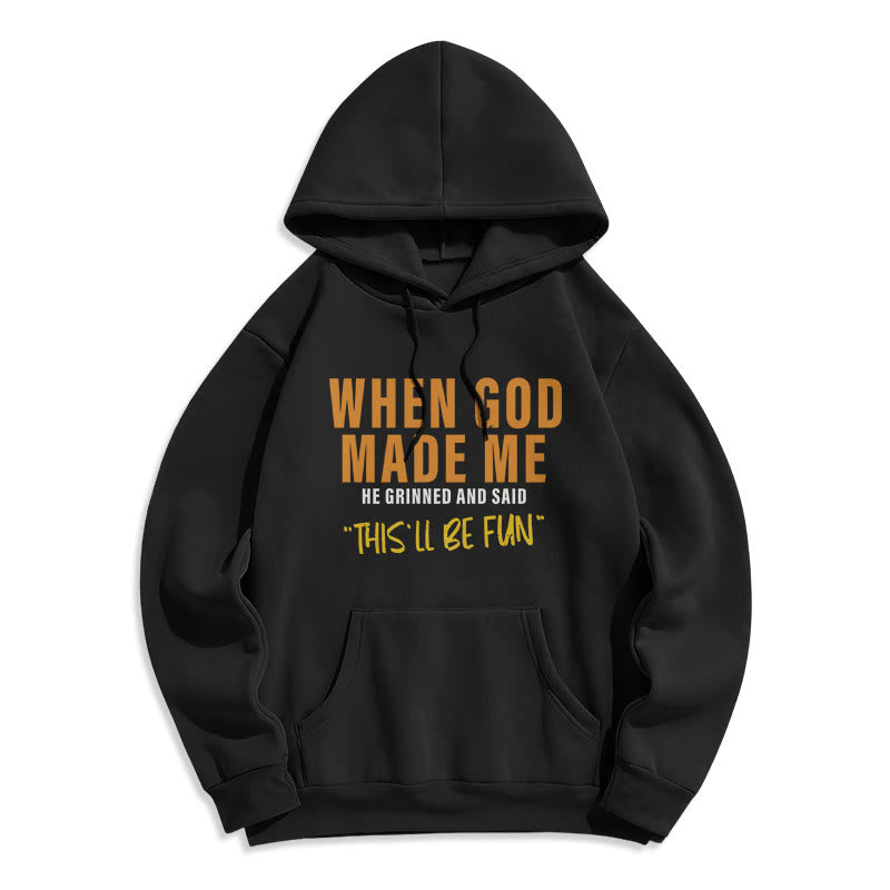 Christianartworkshop Fun – Gefüllter Kapuzenpullover aus Polyester mit Fleecefutter „God's Creation of Me“ - Schwarz - 2XL - image 4