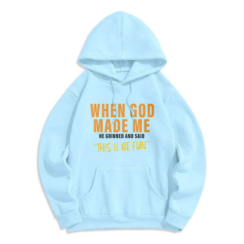 Christianartworkshop Fun – Gefüllter Kapuzenpullover aus Polyester mit Fleecefutter „God's Creation of Me“ - Blau - 2XL - image 7