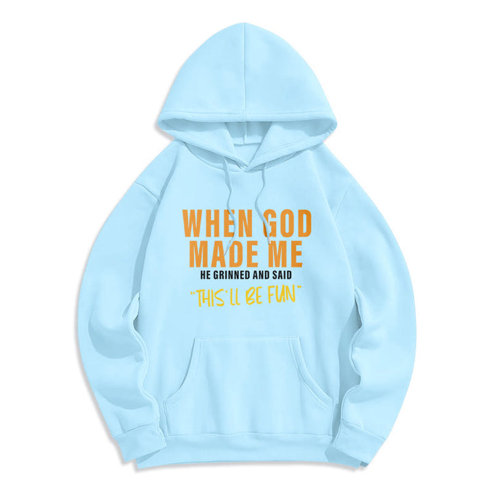 Christianartworkshop Fun – Gefüllter Kapuzenpullover aus Polyester mit Fleecefutter „God's Creation of Me“ - Blau - 2XL - image 7