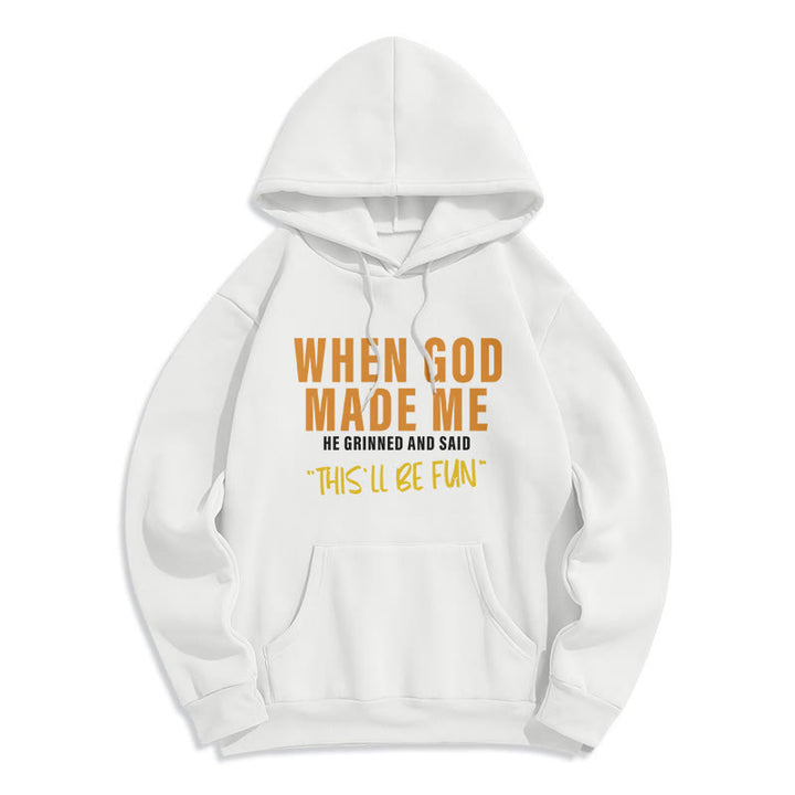 Christianartworkshop Fun – Gefüllter Kapuzenpullover aus Polyester mit Fleecefutter „God's Creation of Me“ - Weiß - 2XL - image 2