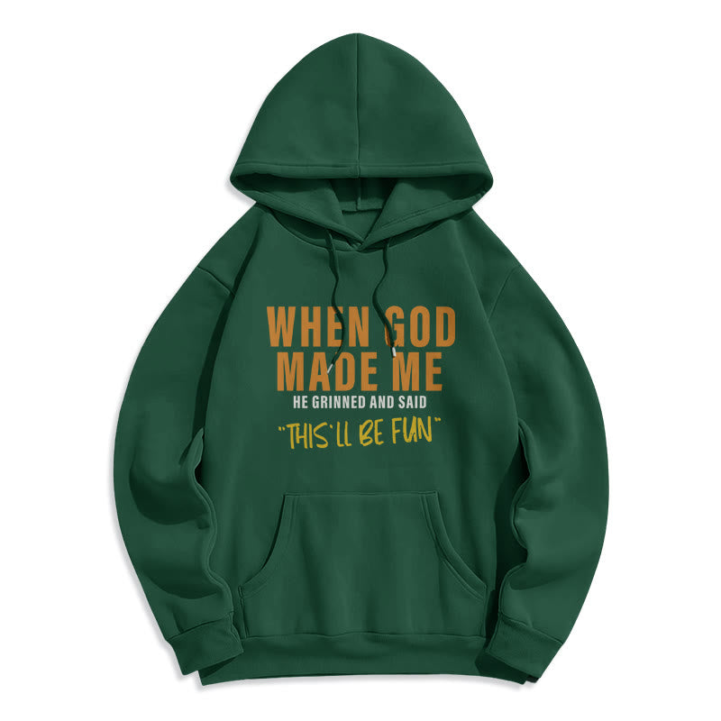Christianartworkshop Fun – Gefüllter Kapuzenpullover aus Polyester mit Fleecefutter „God's Creation of Me“ - Grün - 2XL - image 8