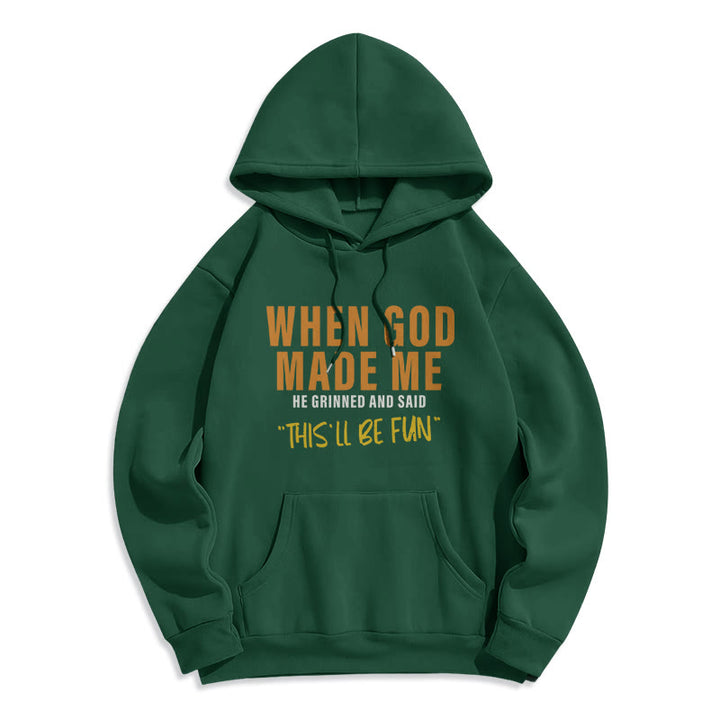 Christianartworkshop Fun – Gefüllter Kapuzenpullover aus Polyester mit Fleecefutter „God's Creation of Me“ - Grün - 2XL - image 8