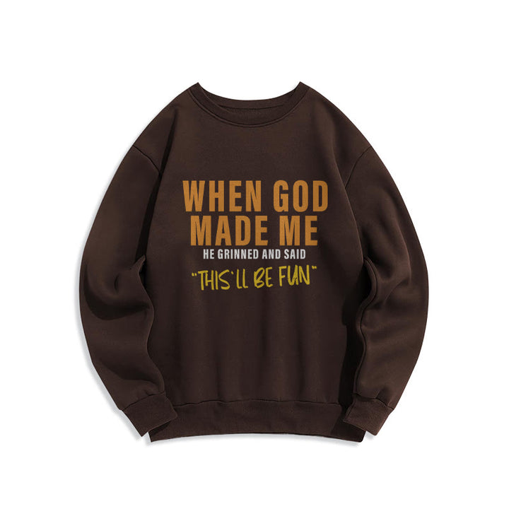 Christianartworkshop Fun – Gefülltes Sweatshirt aus Polyester mit Fleecefutter „God's Creation of Me“ - Braun - 2XL - image 0