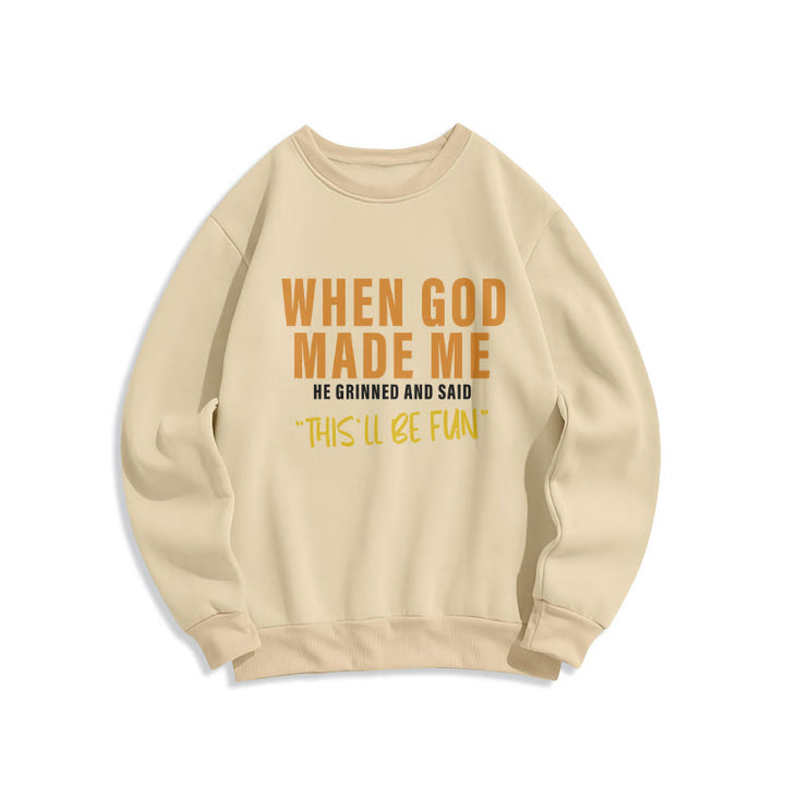 Christianartworkshop Fun – Gefülltes Sweatshirt aus Polyester mit Fleecefutter „God's Creation of Me“ - Beige - 2XL - image 4