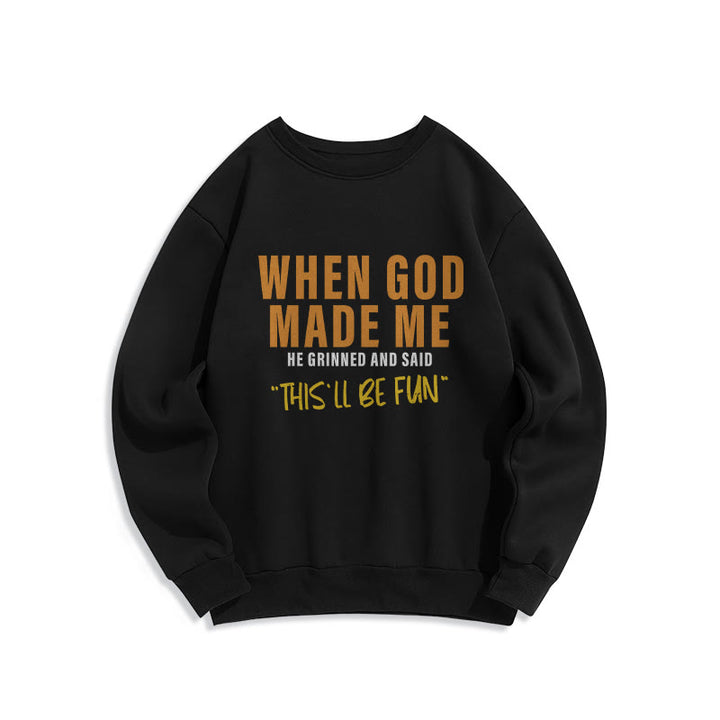 Christianartworkshop Fun – Gefülltes Sweatshirt aus Polyester mit Fleecefutter „God's Creation of Me“ - Schwarz - 2XL - image 3