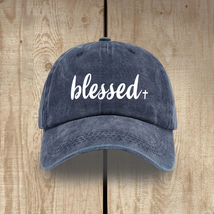 Christianartworkshop Streetwear Style Blessed Unisex Distressed Washed Cotton Hat - Marineblau - image 9