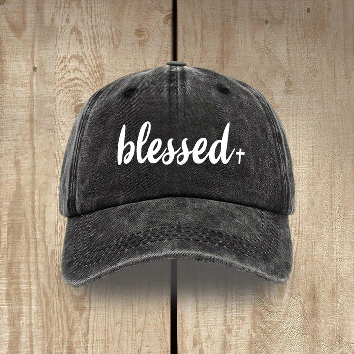 Christianartworkshop Streetwear Style Blessed Unisex Distressed Washed Cotton Hat - Schwarz - image 0