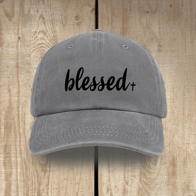 Christianartworkshop Streetwear Style Blessed Unisex Distressed Washed Cotton Hat - Grau - image 5