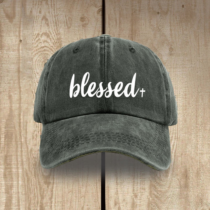 Christianartworkshop Streetwear Style Blessed Unisex Distressed Washed Cotton Hat - Graugrün - image 6