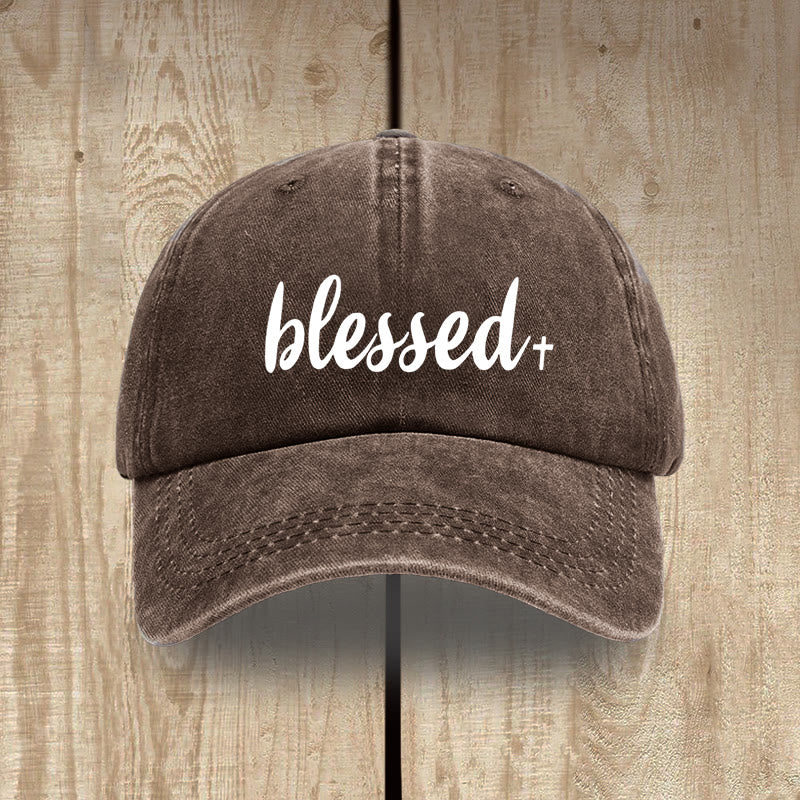Christianartworkshop Streetwear Style Blessed Unisex Distressed Washed Cotton Hat - Kaffee - image 7