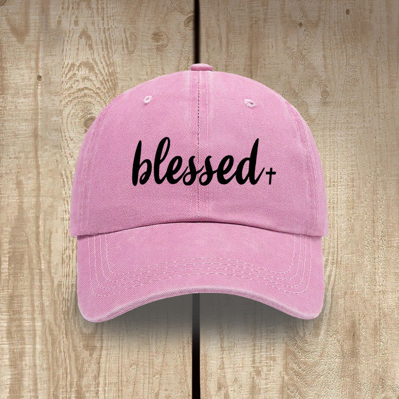 Christianartworkshop Streetwear Style Blessed Unisex Distressed Washed Cotton Hat - Rosa - image 13