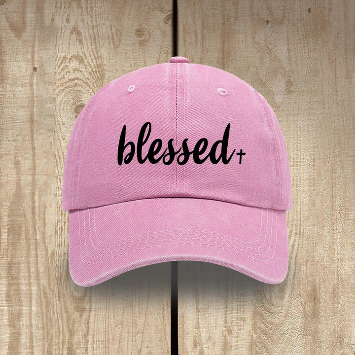 Christianartworkshop Streetwear Style Blessed Unisex Distressed Washed Cotton Hat - Rosa - image 13