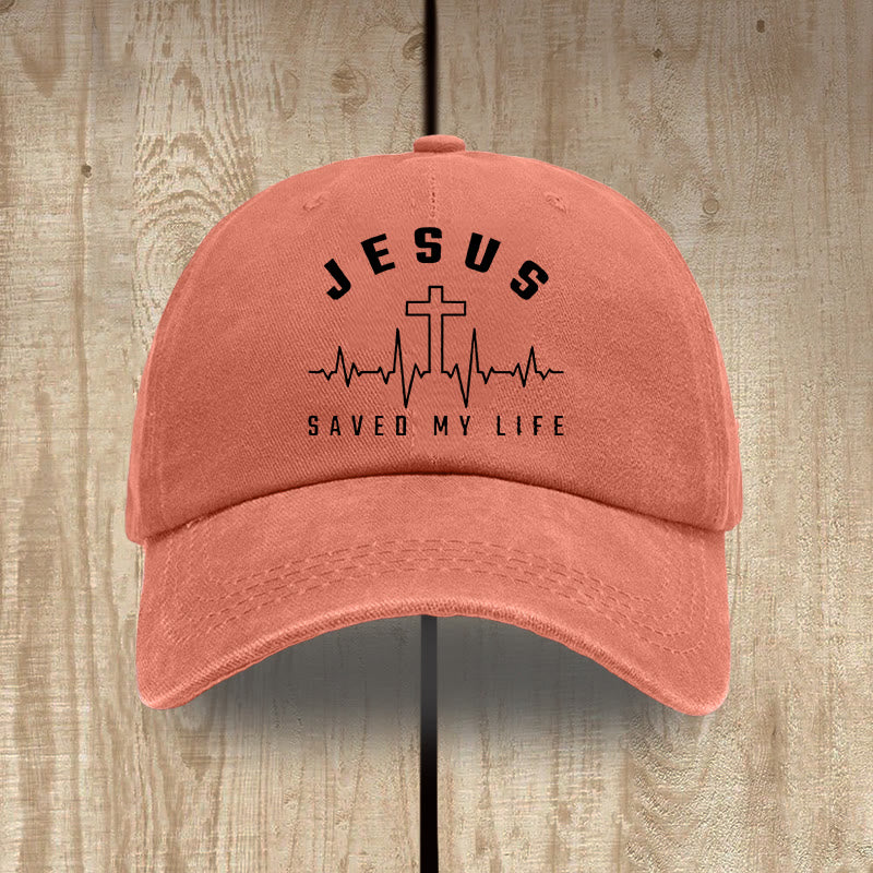 Christianartworkshop Unisex-Mütze aus gewaschener Baumwolle mit der Grafik „Jesus Saved My Life and Heartbeat“ - Orange - image 15