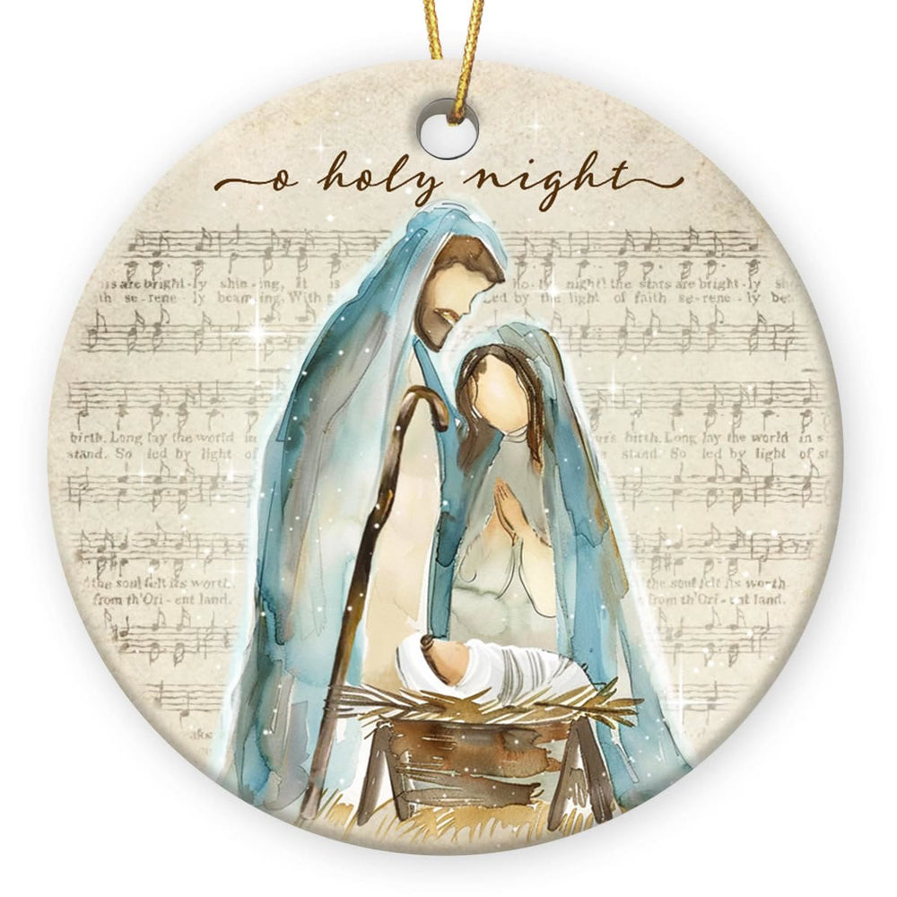 Christianartworkshop O Holy Night Musikblatt & Aquarell Krippen-Hängeornamente - Keramik - image 1
