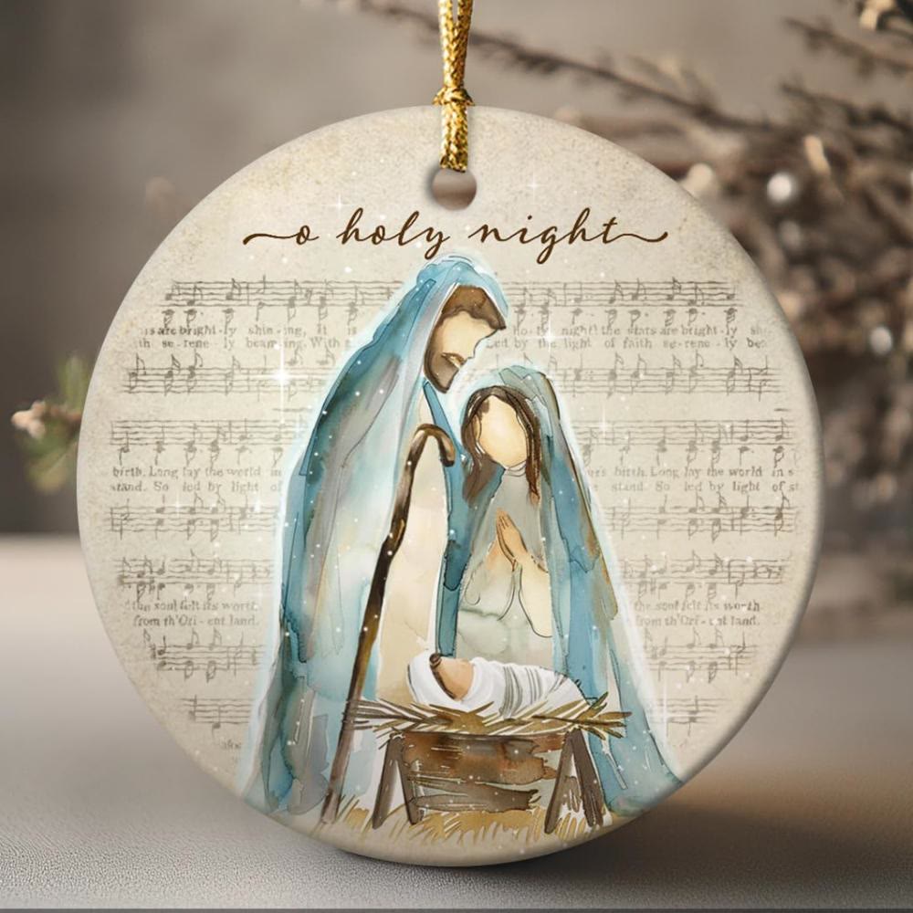Christianartworkshop O Holy Night Musikblatt & Aquarell Krippen-Hängeornamente - image 3