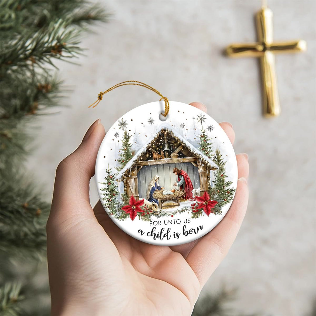 Christianartworkshop: „Für uns ist ein Kind geboren“, Weihnachtsdekoration mit Schneemotiv - Keramik - image 2