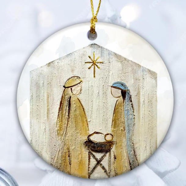 Christianartworkshop Subtile Töne, minimalistische Weihnachtskrippe, hängende Ornamente - Keramik - image 1
