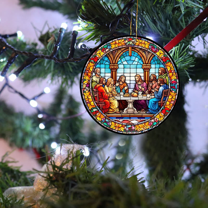 Christianartworkshop Hängende Ornamente im Buntglasstil „Das letzte Abendmahl“ - image 11