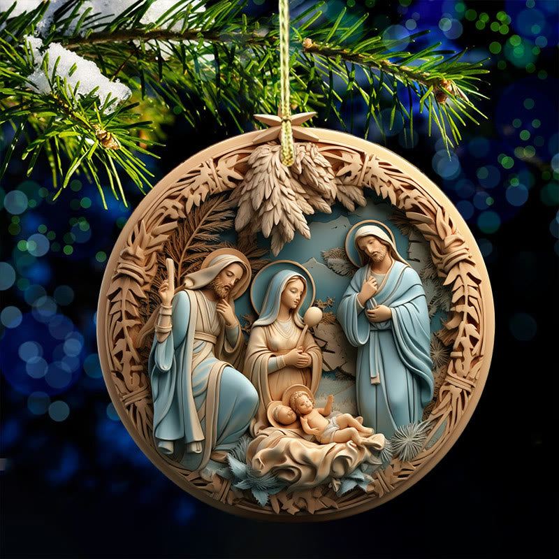 Christianartworkshop Weihnachtskrippe im Retro-Stil, zum Aufhängen, B - image 4