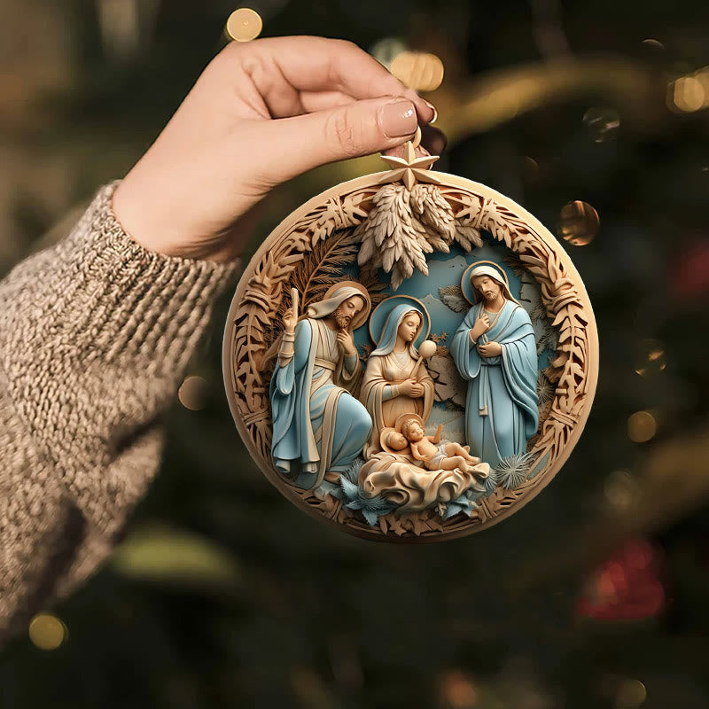 Christianartworkshop Weihnachtskrippe im Retro-Stil, zum Aufhängen, B - image 1