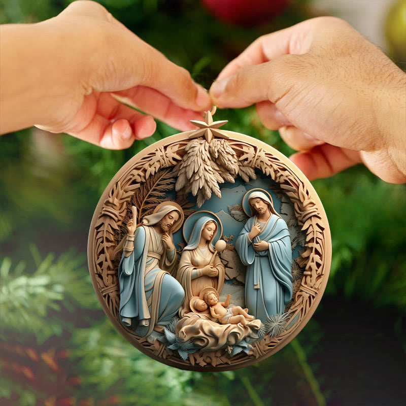 Christianartworkshop Weihnachtskrippe im Retro-Stil, zum Aufhängen, B - image 2