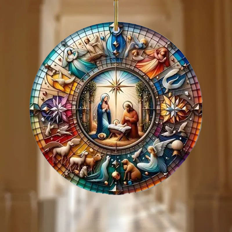 Christianartworkshop Buntglas-Stile, bunte Krippen-Hängeornamente, D - image 2