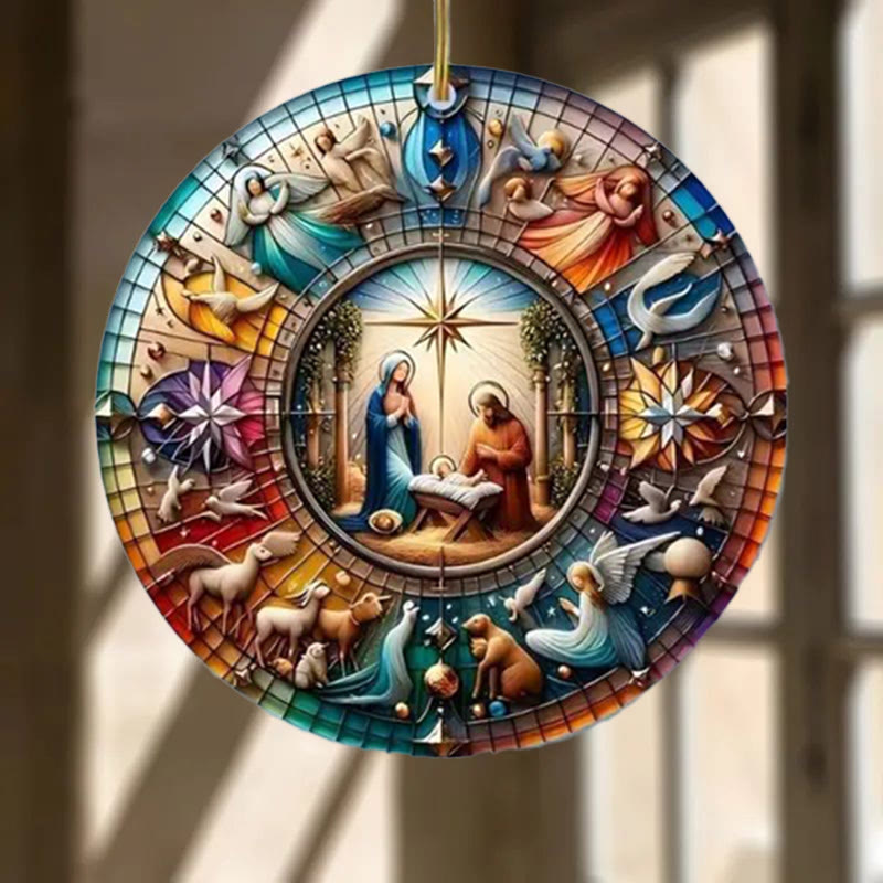 Christianartworkshop Buntglas-Stile, bunte Krippen-Hängeornamente, D - image 1