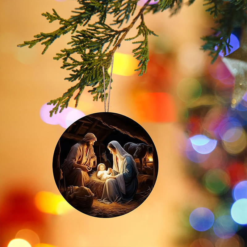 Christianartworkshop Realistische Stile Jesus geboren Weihnachten hängende Ornamente B - image 5