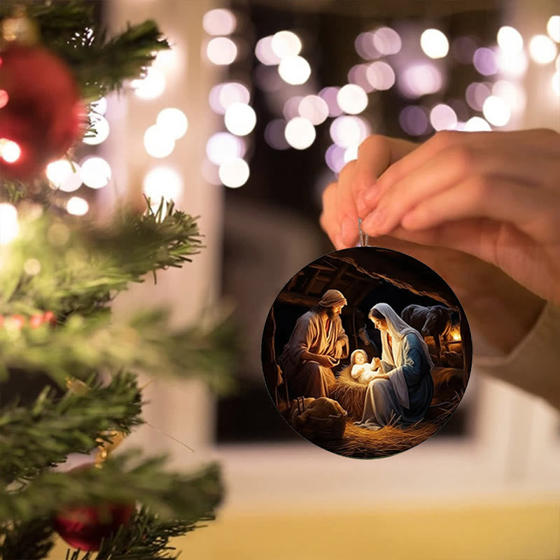 Christianartworkshop Realistische Stile Jesus geboren Weihnachten hängende Ornamente B - image 3