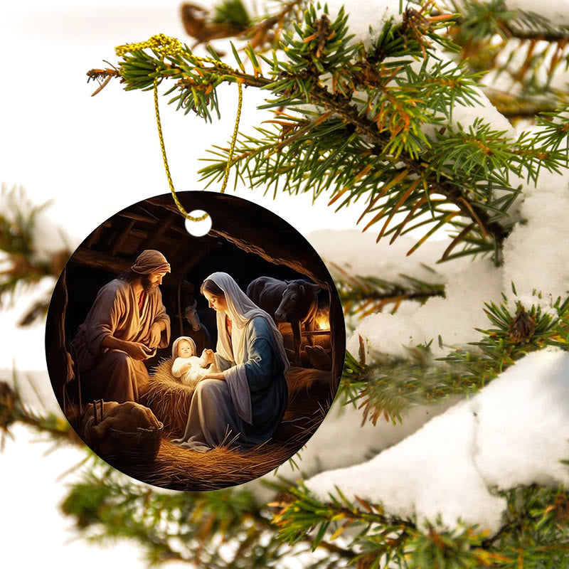 Christianartworkshop Realistische Stile Jesus geboren Weihnachten hängende Ornamente B - image 4