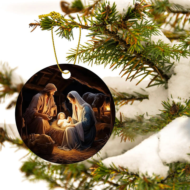 Christianartworkshop Realistische Stile Jesus geboren Weihnachten hängende Ornamente B - image 4