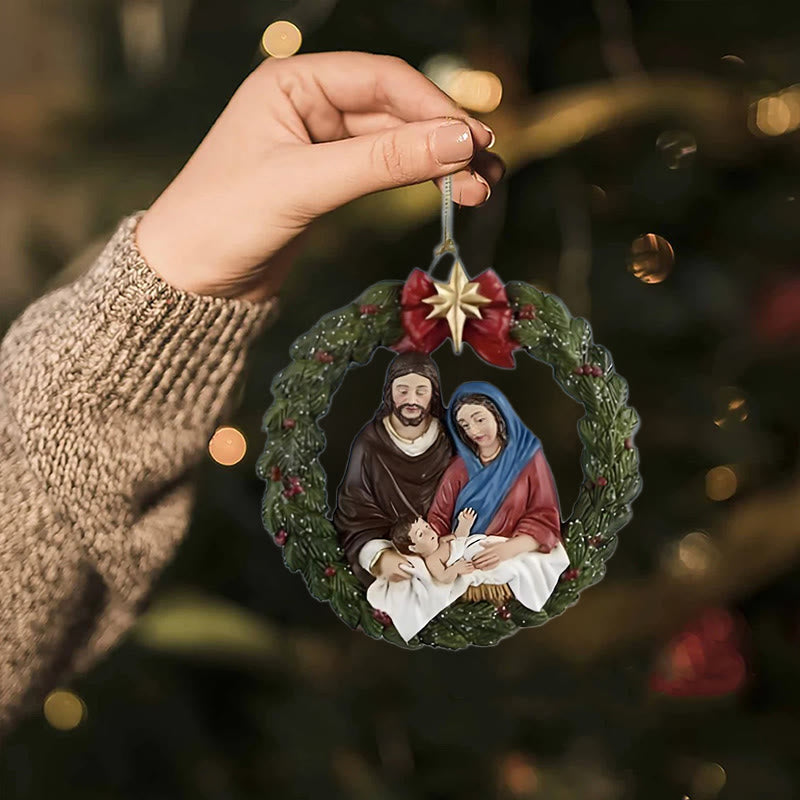 Christianartworkshop Farbiges Harzmodell im Stil der Heiligen Familie, Weihnachts-Parasiten-Ornamente - image 1