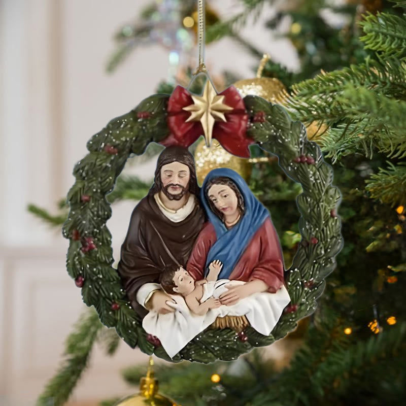 Christianartworkshop Farbiges Harzmodell im Stil der Heiligen Familie, Weihnachts-Parasiten-Ornamente - Stil 1 - image 0