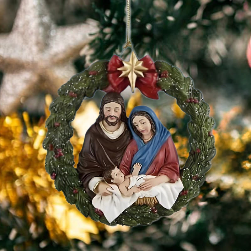 Christianartworkshop Farbiges Harzmodell im Stil der Heiligen Familie, Weihnachts-Parasiten-Ornamente - image 3
