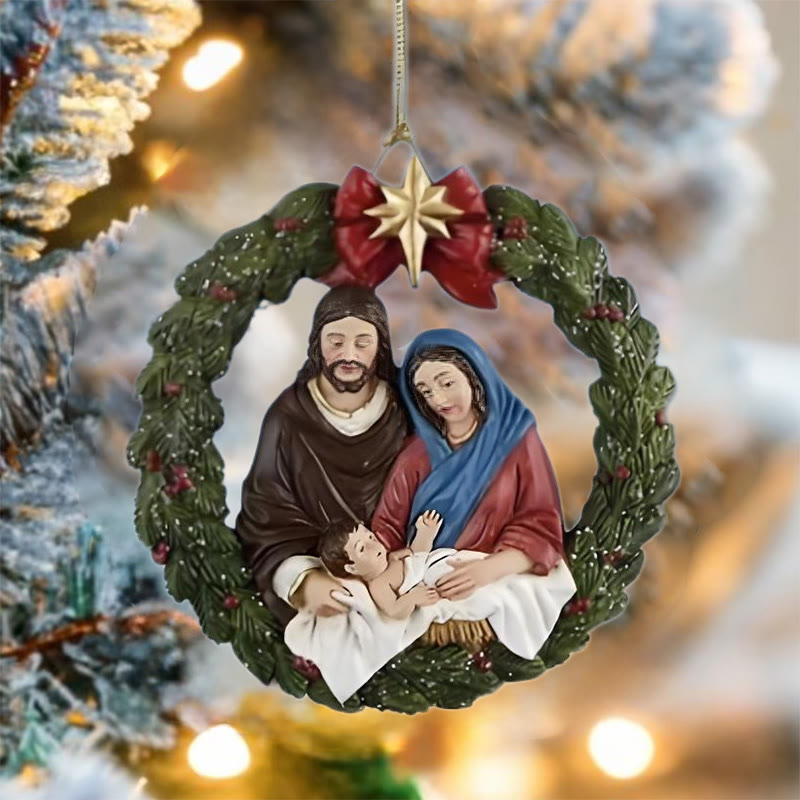 Christianartworkshop Farbiges Harzmodell im Stil der Heiligen Familie, Weihnachts-Parasiten-Ornamente - image 2